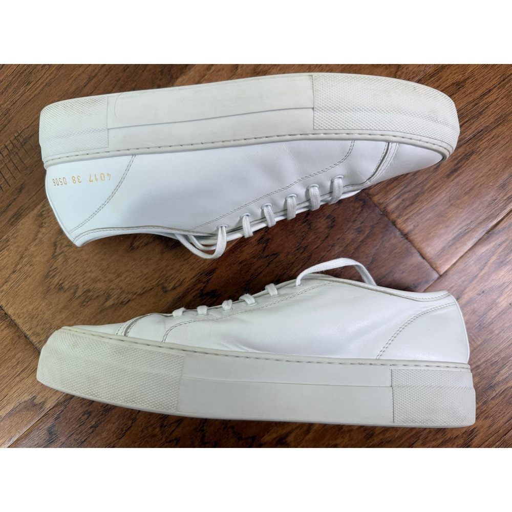 Woman by Common Projects Achilles Womens Leather Low Top Sneaker White Sz 38 US7 - Picture 2 of 9